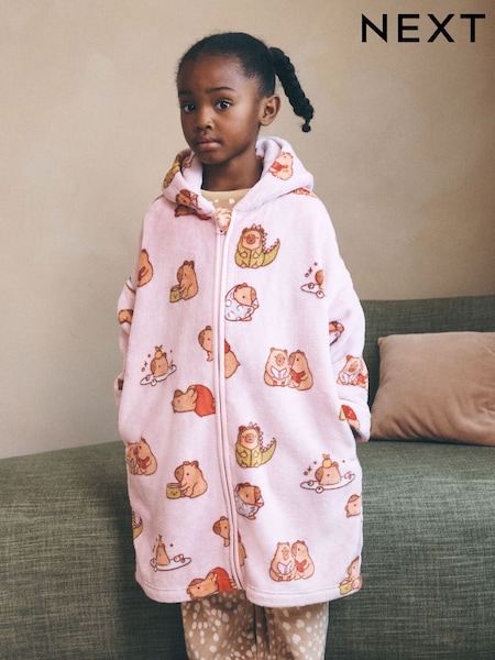 Lilac Capybara - Fleece Zip Through Dressing Gown (3-16yrs)