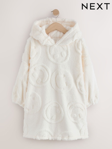 Ecru Happy Face - Jacquard Fleece Hooded Blanket (3-16yrs)