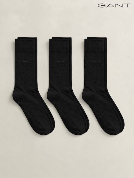 Black - Regular Gant Soft Cotton Socks 3 Pack