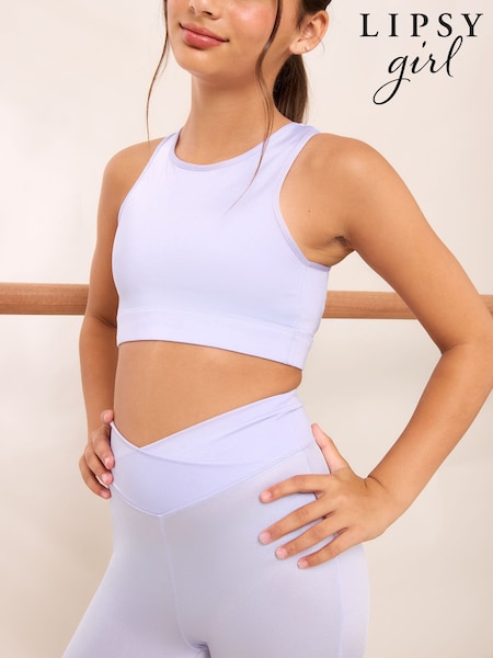 Shiny Lilac Purple - Lipsy Sport Crop Top (5-14yrs)