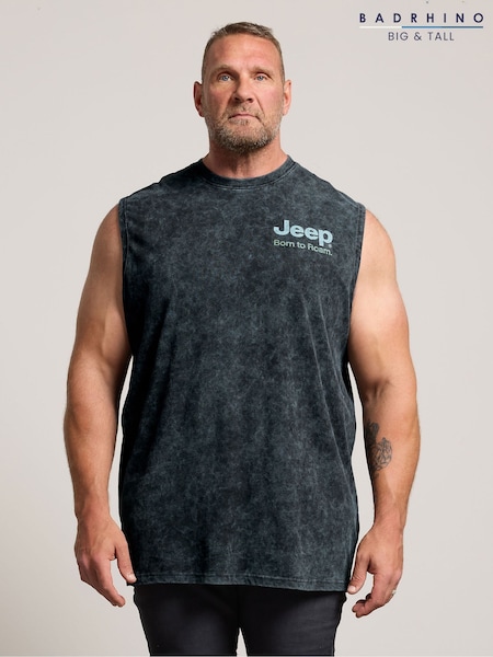 Negro - Regular Badrhino Big & Tall Longline Jeep Born To Rome Muscle Vest