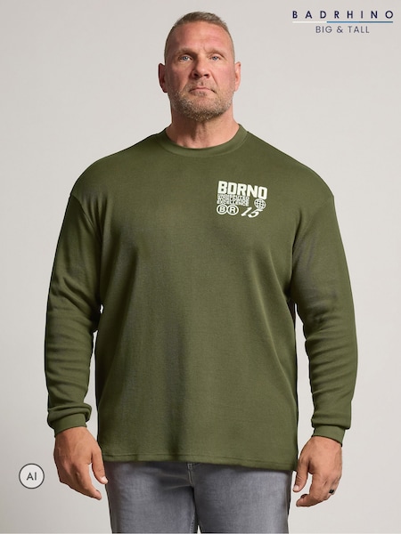 Grønn - Regular Badrhino Big & Tall Long Sleeve Waffle T-shirt