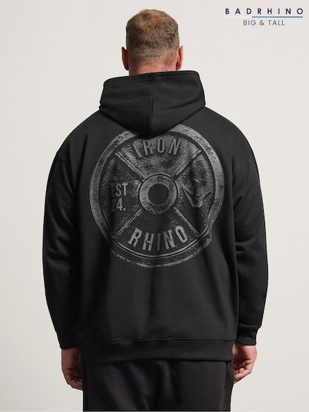 Melns - Regular Badrhino Big & Tall Ironrhino Weightplate Hoodie