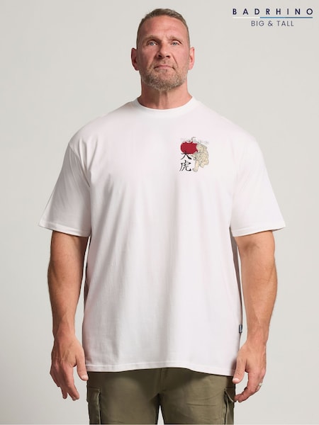 Natural - Regular Badrhino Big & Tall Longline Tokyo Tiger T-shirt