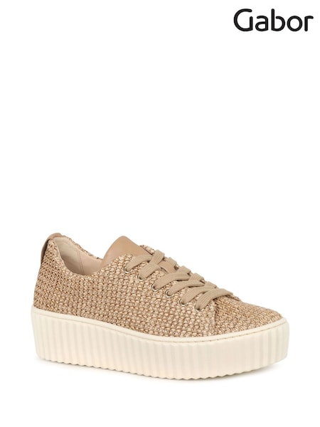 Natural - Gabor Daria Woven Flatform Trainers
