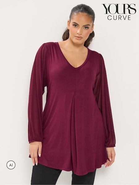 Pink - Yours Curve Chiffon Sleeve Tunic