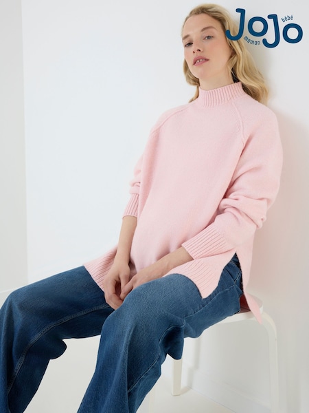 وردي فاتح - Jojo Maman Bébé Long Sleeve Turtleneck Longline Maternity Jumper