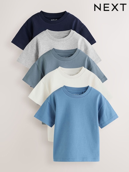 Navy/Grey/Blue/White - Short Sleeve T-shirts 5 Pack (3mths-7yrs)