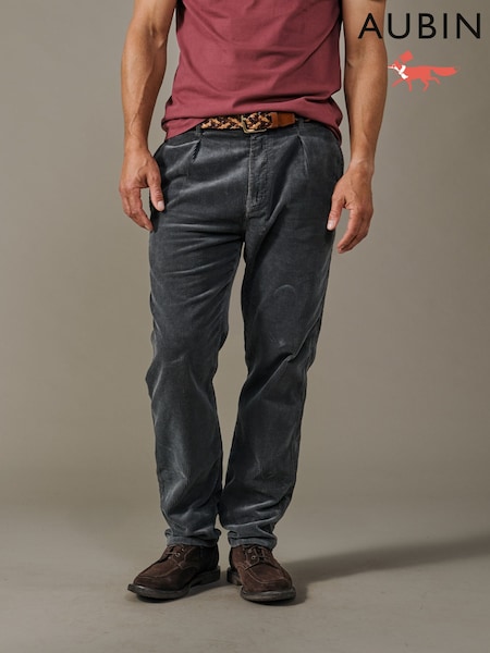 Grey - Regular Aubin Barrowby Cord Trousers