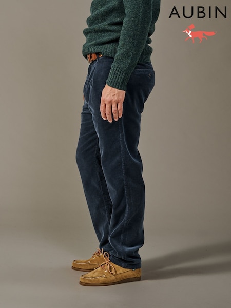 Blue - Regular Aubin Barrowby Cord Trousers