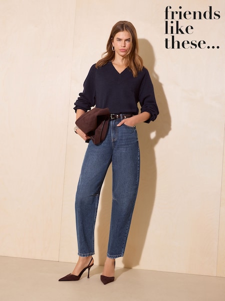 Mid Wash - Friends Like These Denim Barrel Jeans