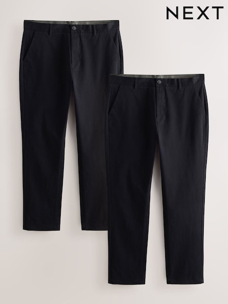 שחור - Slim Fit Stretch Chino Trousers 2 Pack