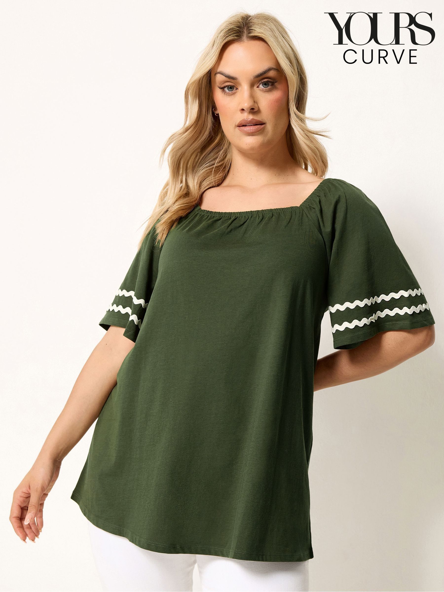 Buy Women's Tops Curve Longline Square Neck Online | Next USA