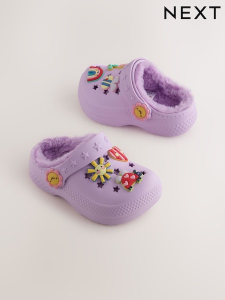 Purple - Faux Fur Lined Clog Slippers