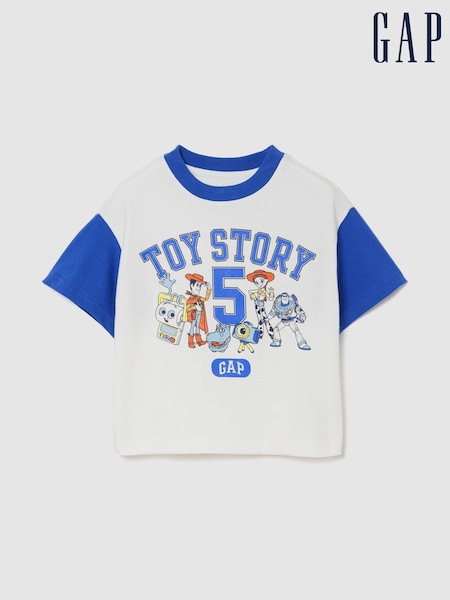 Blanco/Azul Toy Story - Camiseta de manga corta con gráfico de Disney de Gap (6meses-5años)