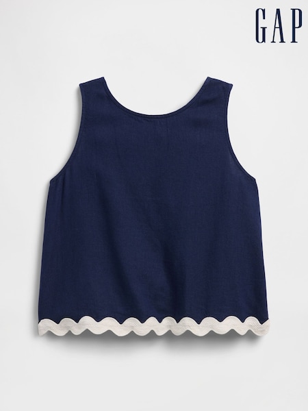 Navy - Gap Linen-blend Vest (4-13yrs)