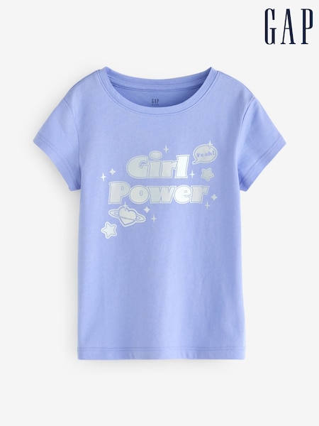 Lätt indigo - Gap Graphic Kort ärm T-shirt (4-13år)