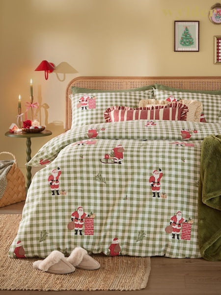 Wylder Santa Country Check Reversible Duvet Cover And Pillowcase Set