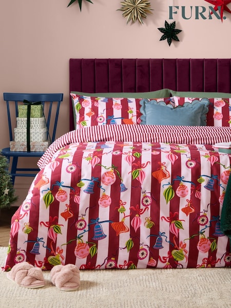Furn Christmas Ornaments Reversible Duvet Cover And Pillowcase Set