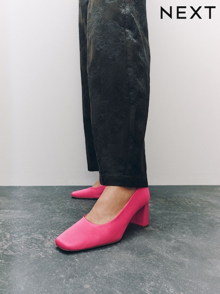 Pink - Forever Comfort® Satin Block Court Heels