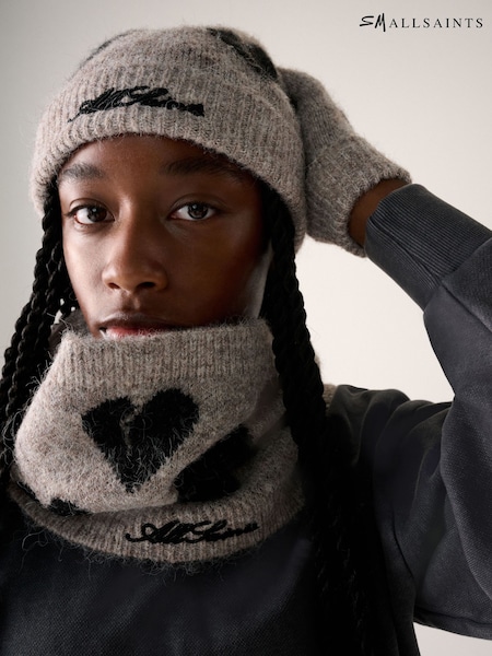 Taupe - Smallsaints Knitted Heart Motif Snood