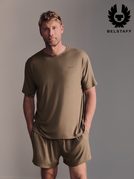 Brown - Regular Belstaff Lounge Soft Touch Modal Shorts