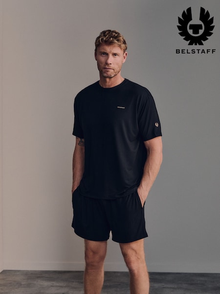 Black - Regular Belstaff Lounge Soft Touch Modal Shorts