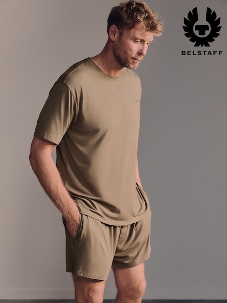 Brown - Regular Belstaff Lounge Soft Touch Modal Crew Neck T-shirt