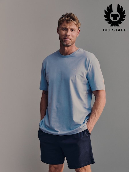 أزرق فاتح - Regular Belstaff Logo T-shirt