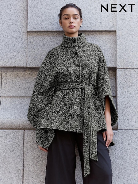 Back/White Speckled - Tie Waist Coat Cover-up
