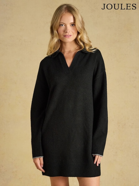 Svart - Joules Collared Knitted Mini Dress