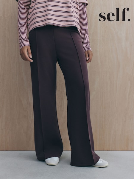 Beerenbraun - Self. Rib Wide Leg Trousers With Soft Touch
