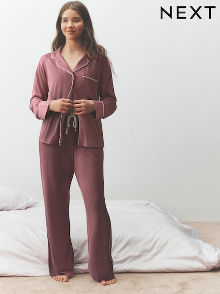 Rosa - Pijama con diseño abotonado de punto