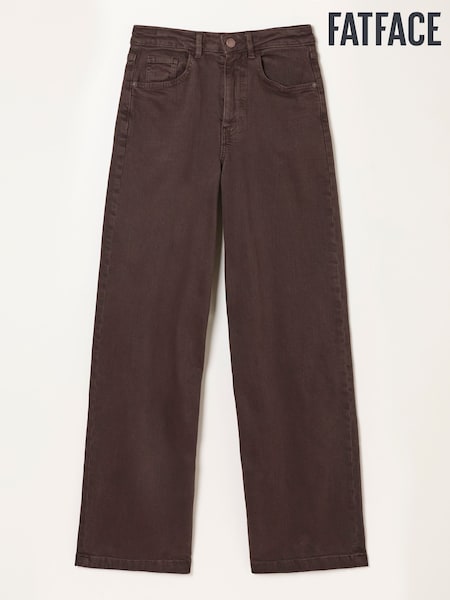 Chocolate Brown - Fatface Wide Leg Jeans