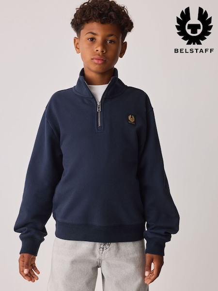 Azul marino - Belstaff Patch Quarter Zip Sweat Top