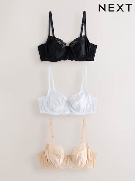Black/White/Almond Nude - Non Padded Bras 3 Pack
