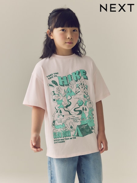 Randonnée rose - Oversized Graphic T-shirt (3-16yrs)