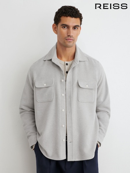 رمادي مختلط - Regular Reiss Sands Cotton Moleskin Twin-pocket Overshirt