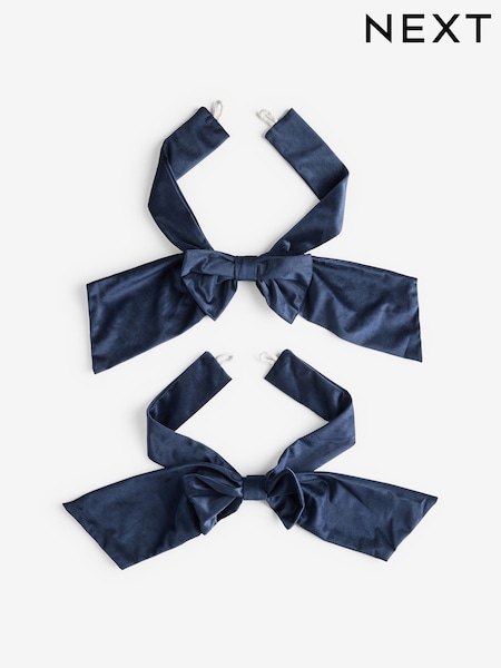Set Of 2 Bow Matte Velvet Curtain Tie Backs