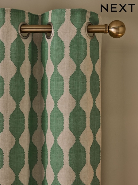 Wiggle Print Touch Of Linen Eyelet Lined Curtains