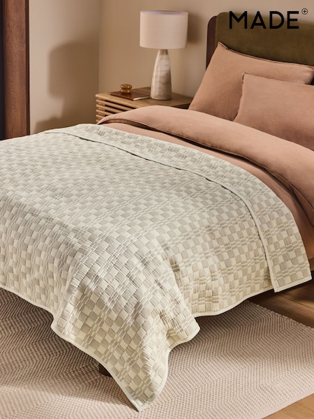 Made.com Minna Checkerboard Jacquard Bedspread