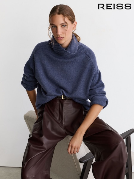 Blau - Reiss Harriet Wool-cashmere Roll-neck Jumper