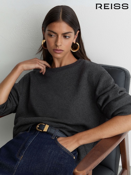 Charcoal Grey Marl - Reiss Carmen Cotton-blend Sweatshirt With Cashmere