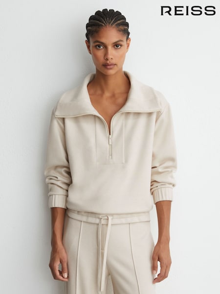 Ivory - Reiss Layla Lyocell-wool Half-zip Sweatshirt
