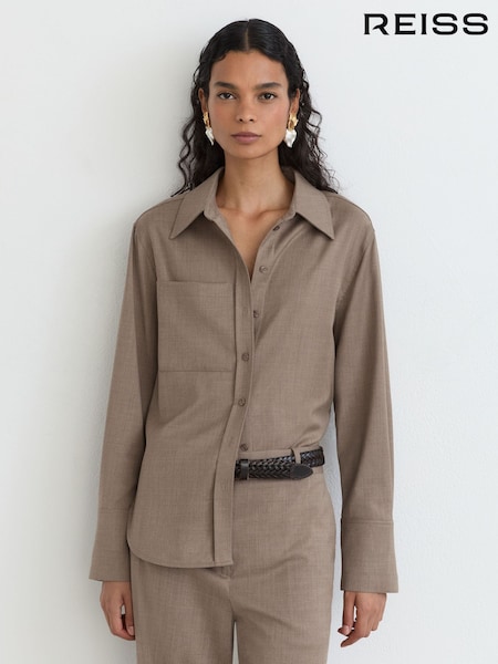 Neutral - Reiss Adie Wool-blend Long-sleeve Shirt