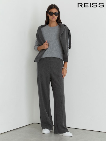 رمادي داكن بخيوط شاحبة - Reiss Layla Lyocell-wool Wide-leg Joggers