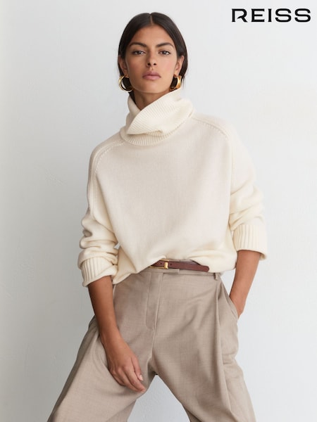 Ivory - Reiss Harriet Wool-cashmere Roll-neck Jumper