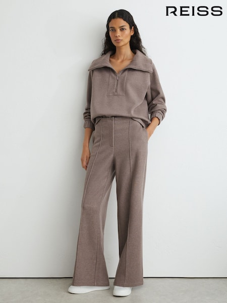 Fawn Brown - Reiss Layla Lyocell-wool Wide-leg Joggers