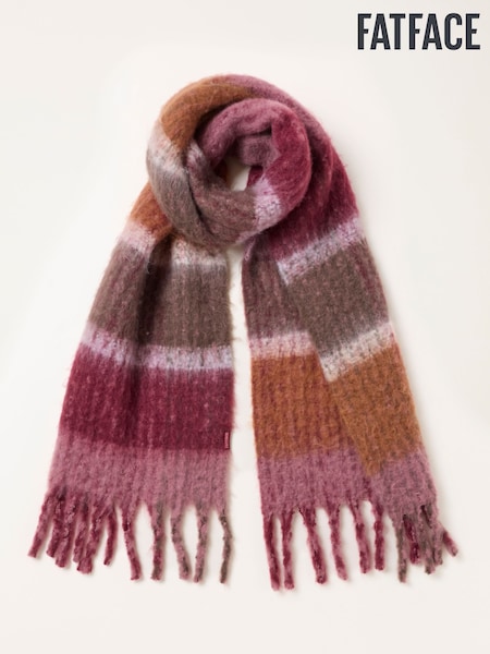 Multi - Fatface Brushed Knit Stripe Scarf