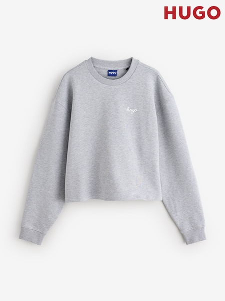 Pelēks - Hugo Script Logo Crew Neck Sweat Top
